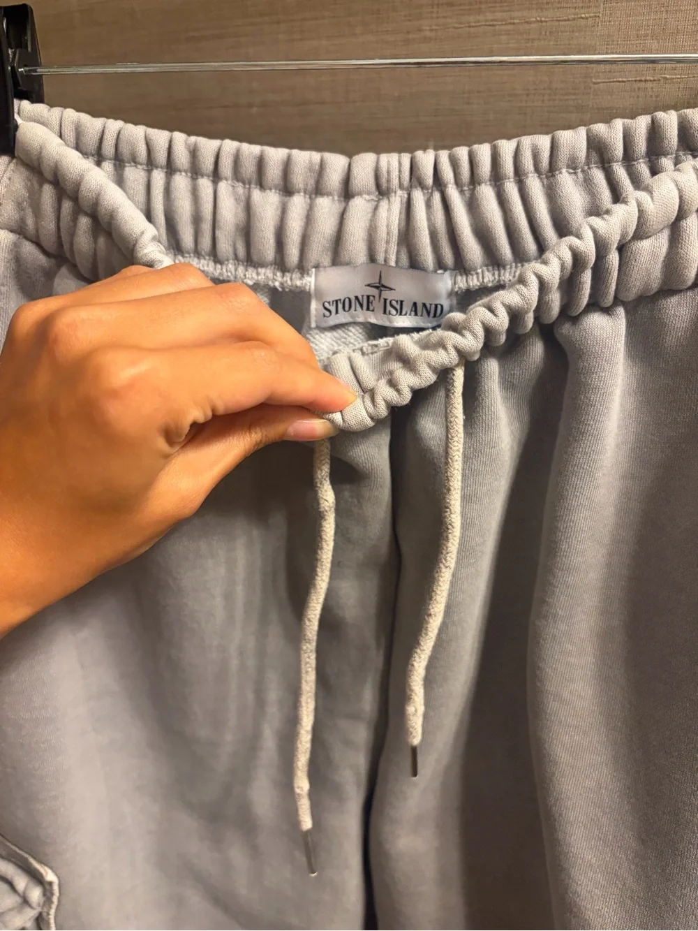 Stone Island Pale Gray Cargo Sweatpants with Patch